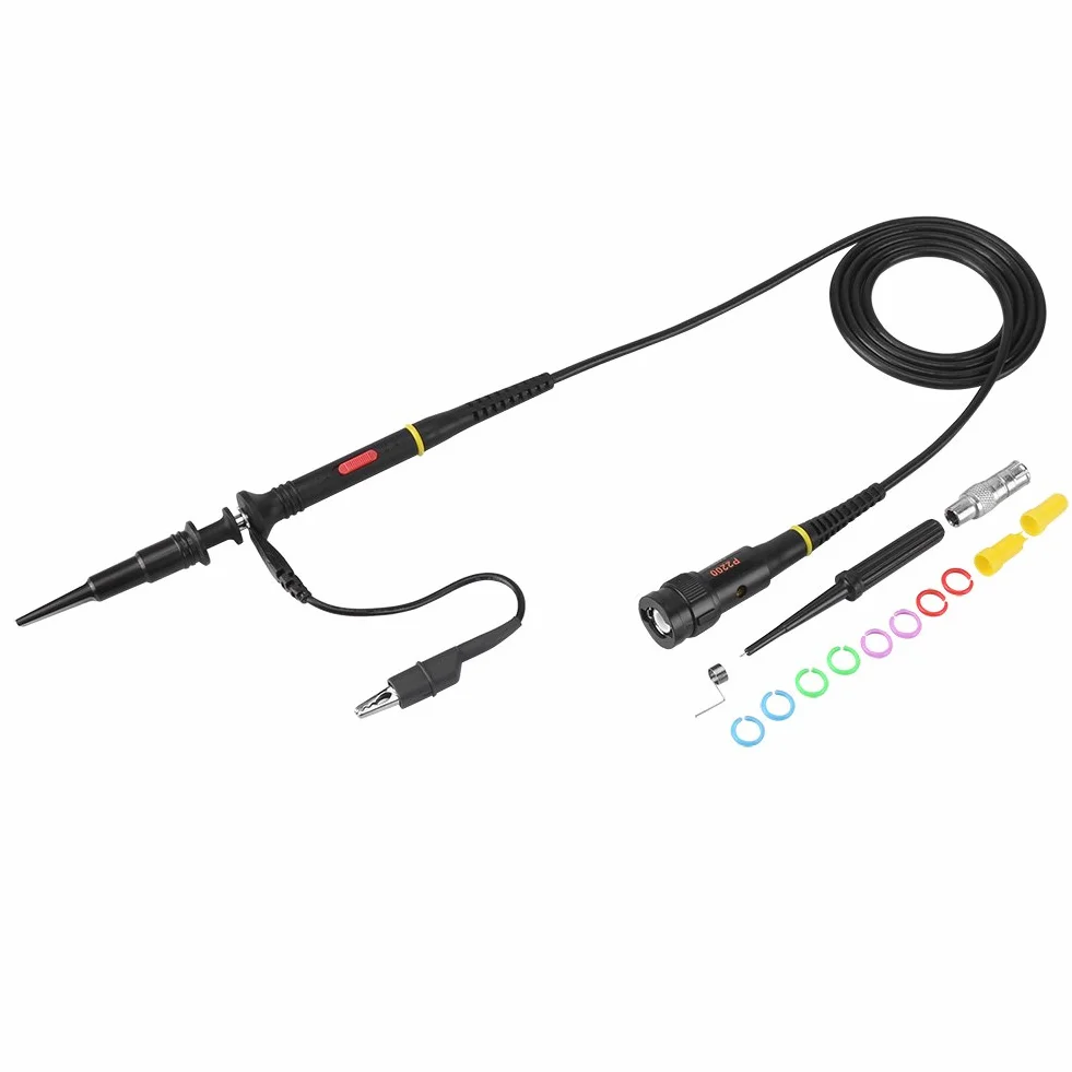 1 szt. P2200 uniwersalna wysoka precyzja 200 MHz sonda oscyloskopowa X10/X1 zestaw akcesoria PKCATI BNC klips sondy kabel, czarny