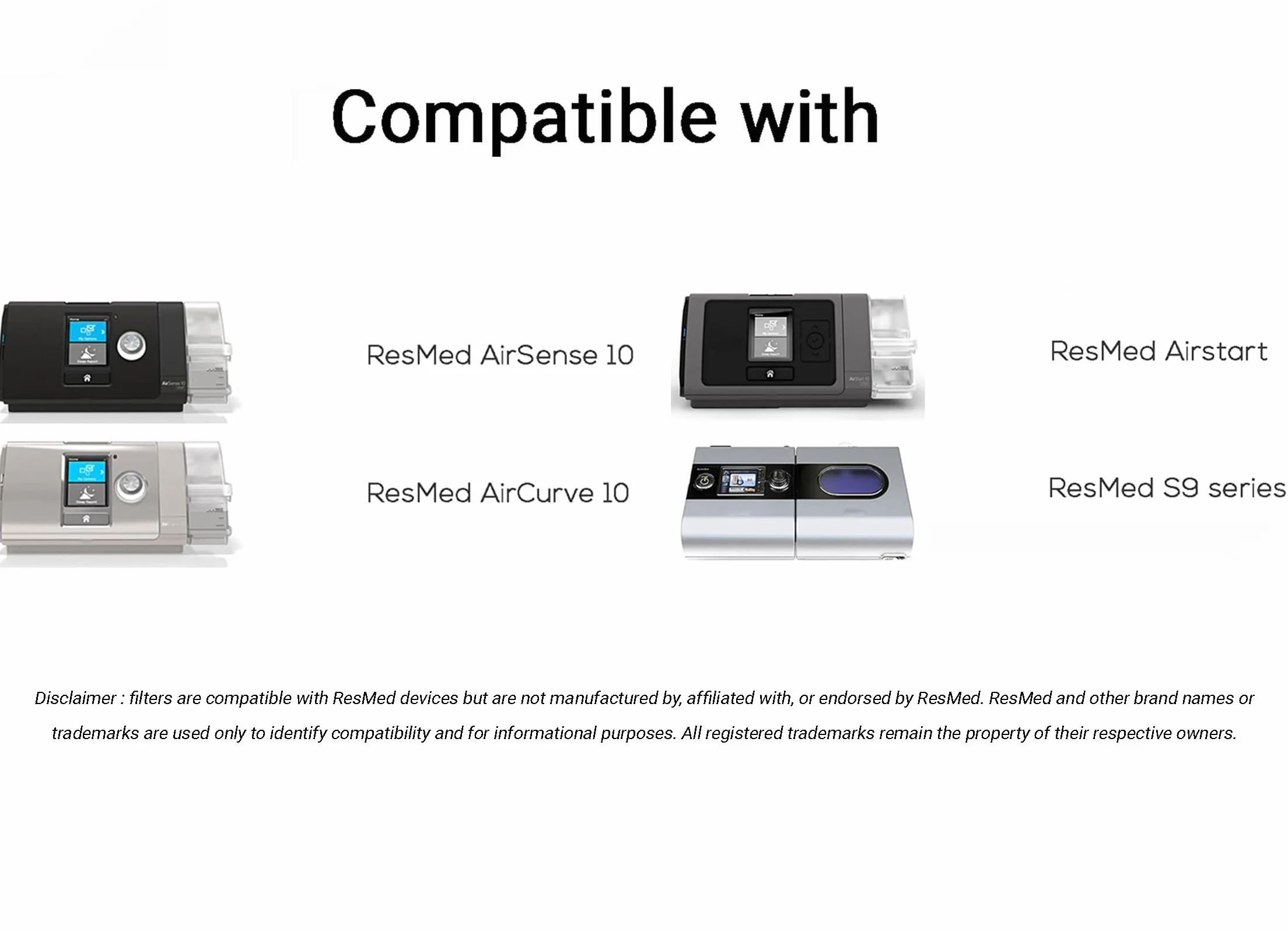 Filtry CPAP kompatybilne z ResMed AirSense 10, AirCurve 10, S9, AirStart