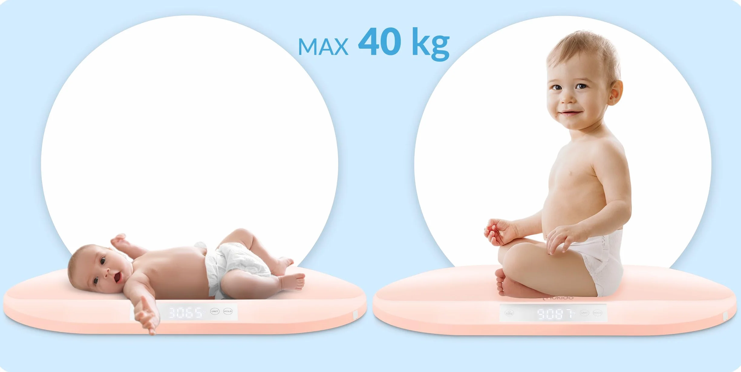 Nukido Waga dla niemowląt Miska do ważenia 40 kg dokładność 5 gramów różowa