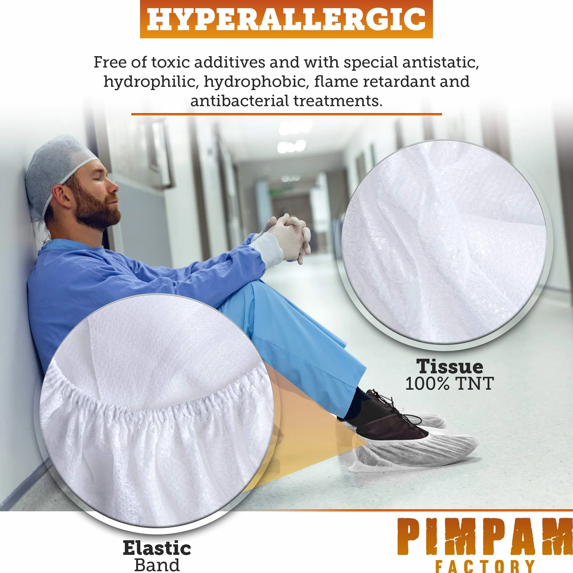PimPam Factory - Nieprzemakalny pokrowiec na buty - Oddychający i regulowany, bezwonny i hipoalergiczny pokrowiec na buty - Gruby i nadający się do recyklingu - Jednorazowy pokrowiec wyprodukowany w