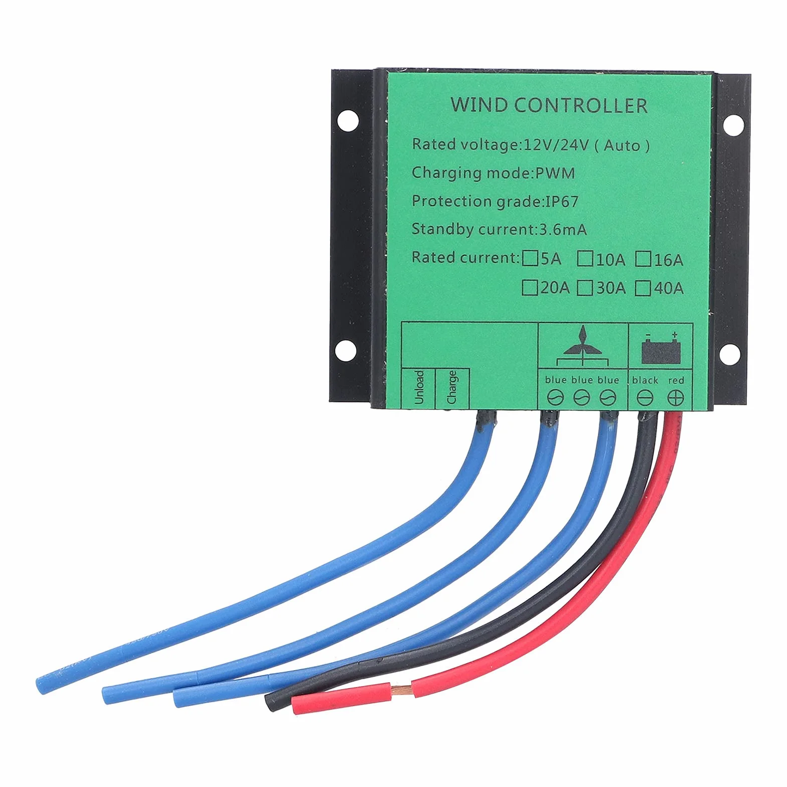 Regulator ładowania generatora wiatrowego Regulator ładowania PWM 100W-400W 12V/24V IP67 Wodoodporny automatyczny regulator Kontroler energii wiatrowej do systemu turbiny wiatrowej (10A)