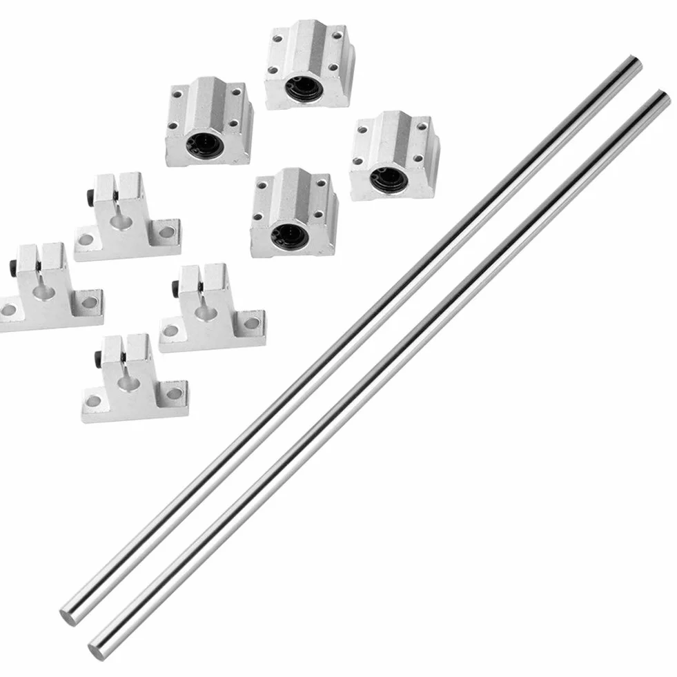 100 mm wał liniowy Ø8 mm prowadnica liniowa precyzyjna pozioma łożysko liniowe łożysko pionowe + łożysko kulkowe drukarka 3D CNC (typ-5, 2 zestawy, 100 mm)