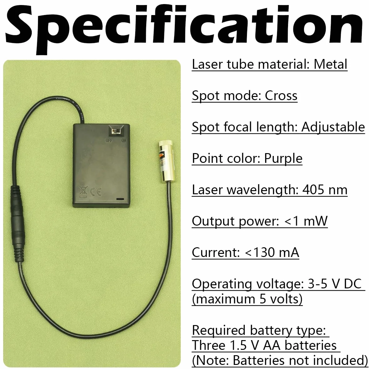 CTRICALVER Kit módulo láser industrial 405 nm 3-5V conector DC 2,1 mm cruz morada