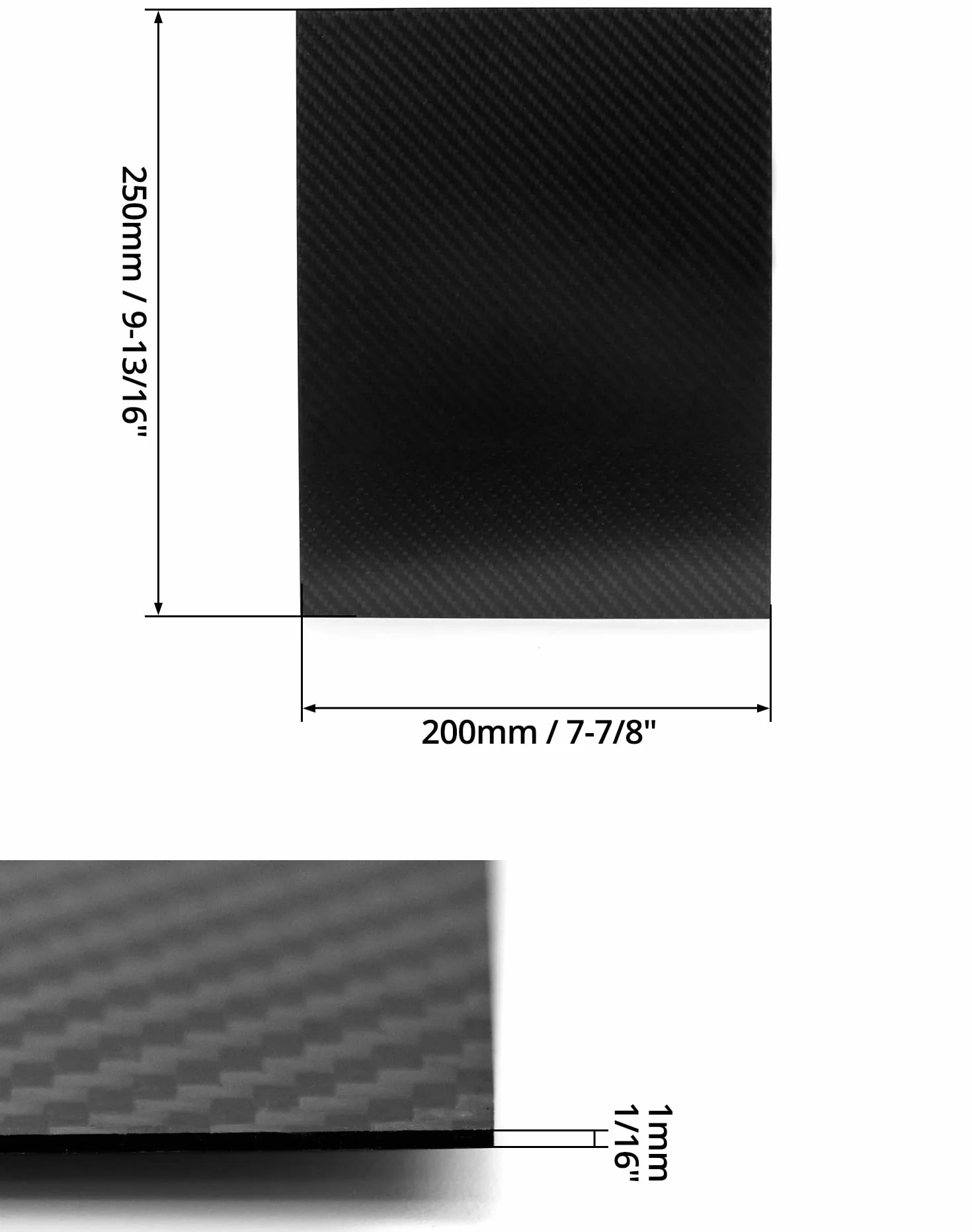 QWORK Płyta z włókna węglowego, 1 x 200 x 250 mm, włókno węglowe, czarna