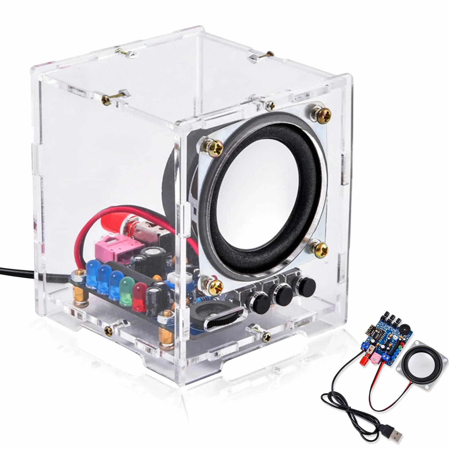 Heemol Mini wzmacniacz audio Production Kit DIY Small Speaker Parts Small Power Amplifier z obudową akrylową