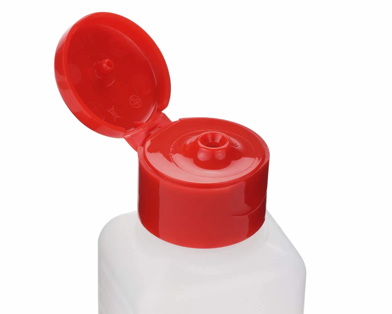 Plastikowe butelki HDPE 100 ml Octopus z czerwoną pokrywką i etykietami