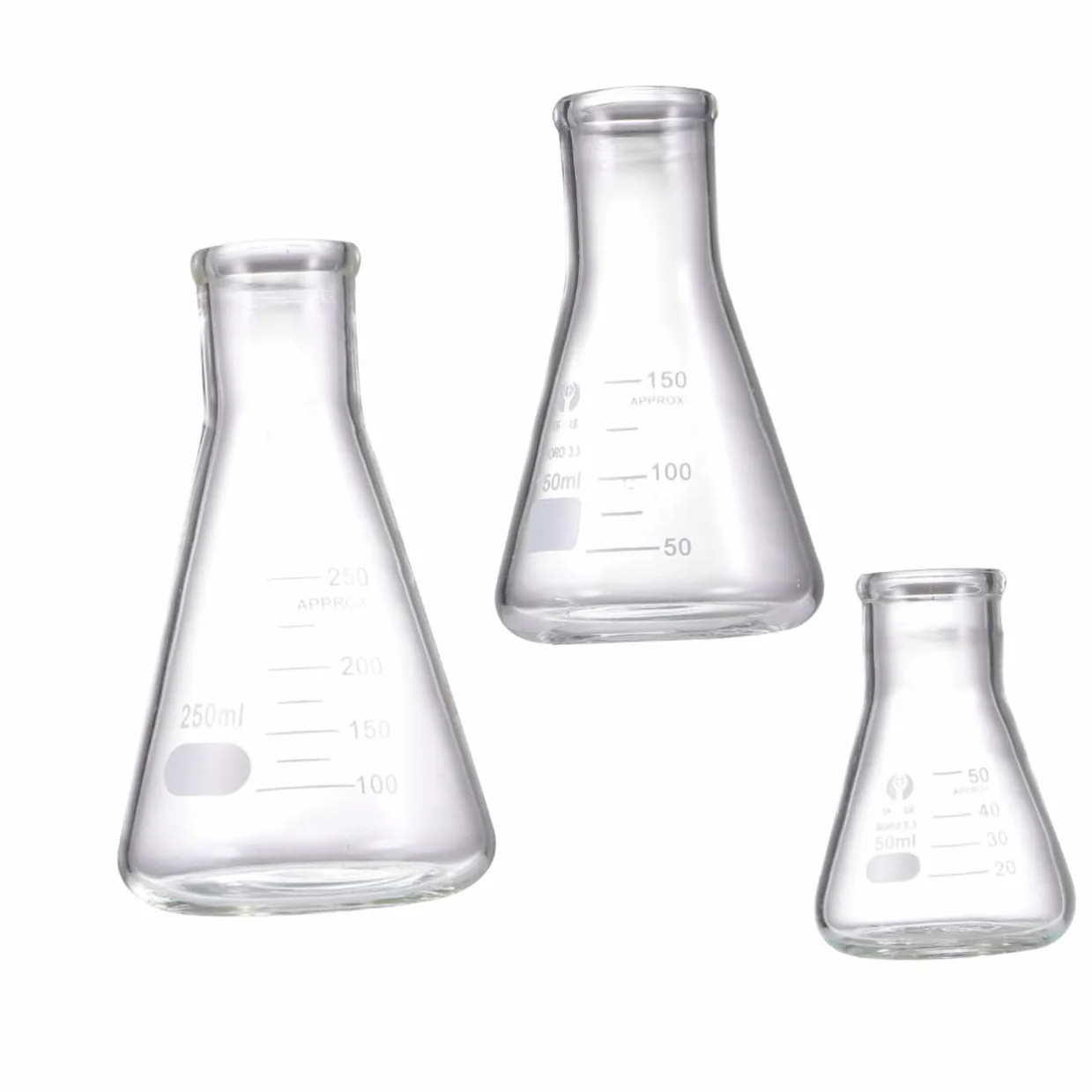 iplusmile Znormalizowane Szklane Kolby Stożkowe Do Chemii Organicznej 50ml 150ml 250ml Zestaw