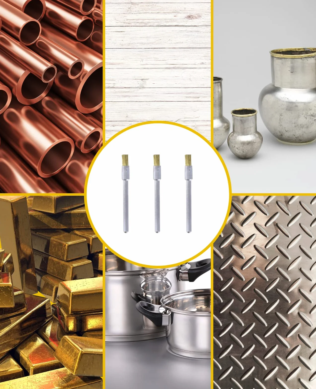 Dremel 537 szczotka mosiężna, zestaw akcesoriów: 2 szczotki (3,2 mm) do czyszczenia miękkich metali, takich jak złoto, brąz lub miedź