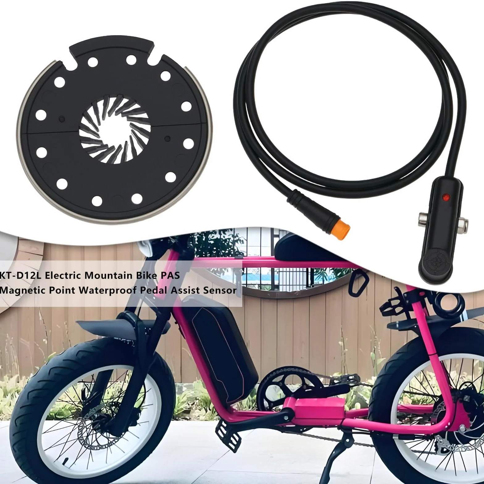 1szt. Zestaw do konwersji roweru elektrycznego KT-D12L, czujnik PAS 12V do 48V, magnes rowerowy, czujnik asysty do pedałów z wodoodpornym wtykiem