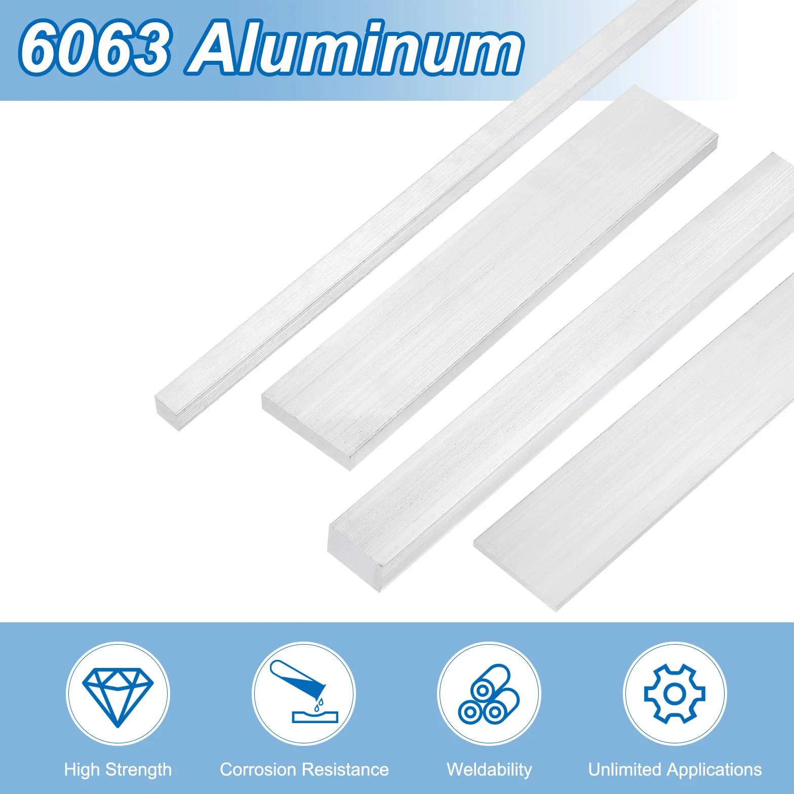 QUARKZMAN Kwadratowy aluminiowy pręt płaski, 4 sztuki 3/32" grubość 3/4" szerokość 12" długość kwadratowy pręt aluminiowy 6063 aluminiowa płyta płaska, 2 x 20 x 305 mm masywny zapas walca