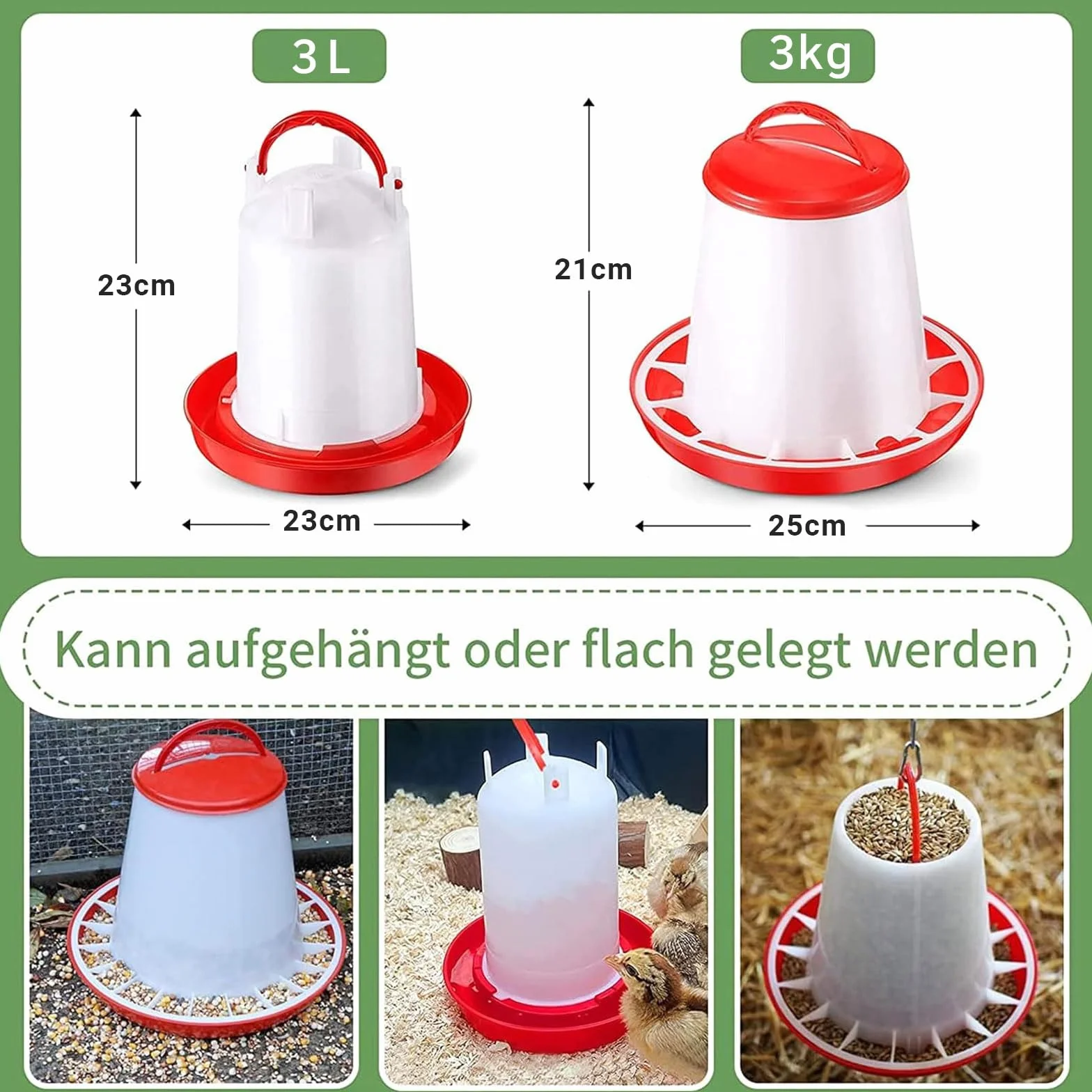 Anjing zestaw poidło i podajnik dla kur 2 szt. 3 kg czerwony biały
