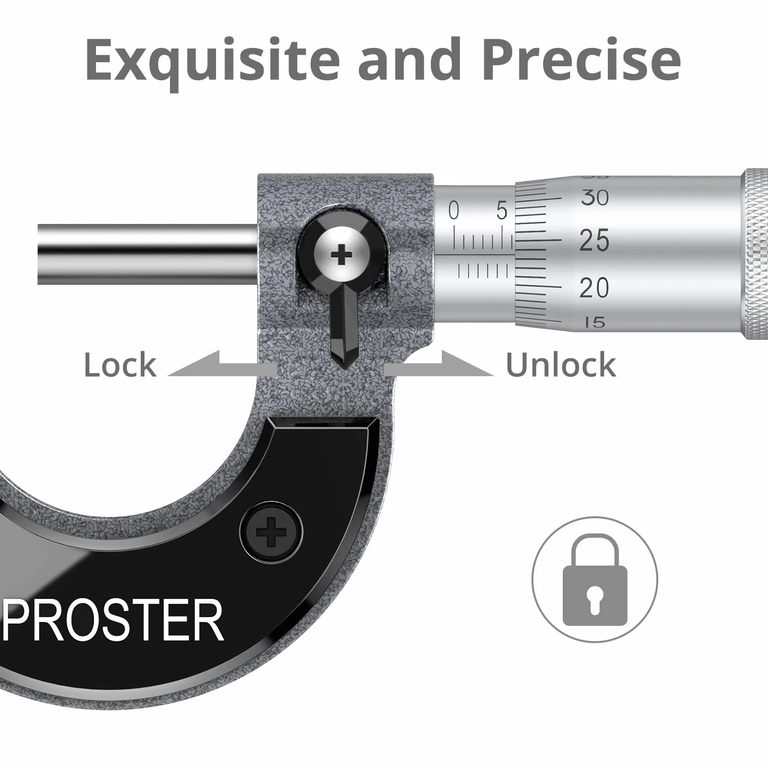 Proster Mikrometr zewnętrzny 0-25 mm (0,01 mm podziałki) metryczny zacisk zewnętrzny z kluczem zerowym i pudełkiem do pakowania wysoki zewnętrzny mikrometr metryczny precyzyjne narzędzie maszynowe