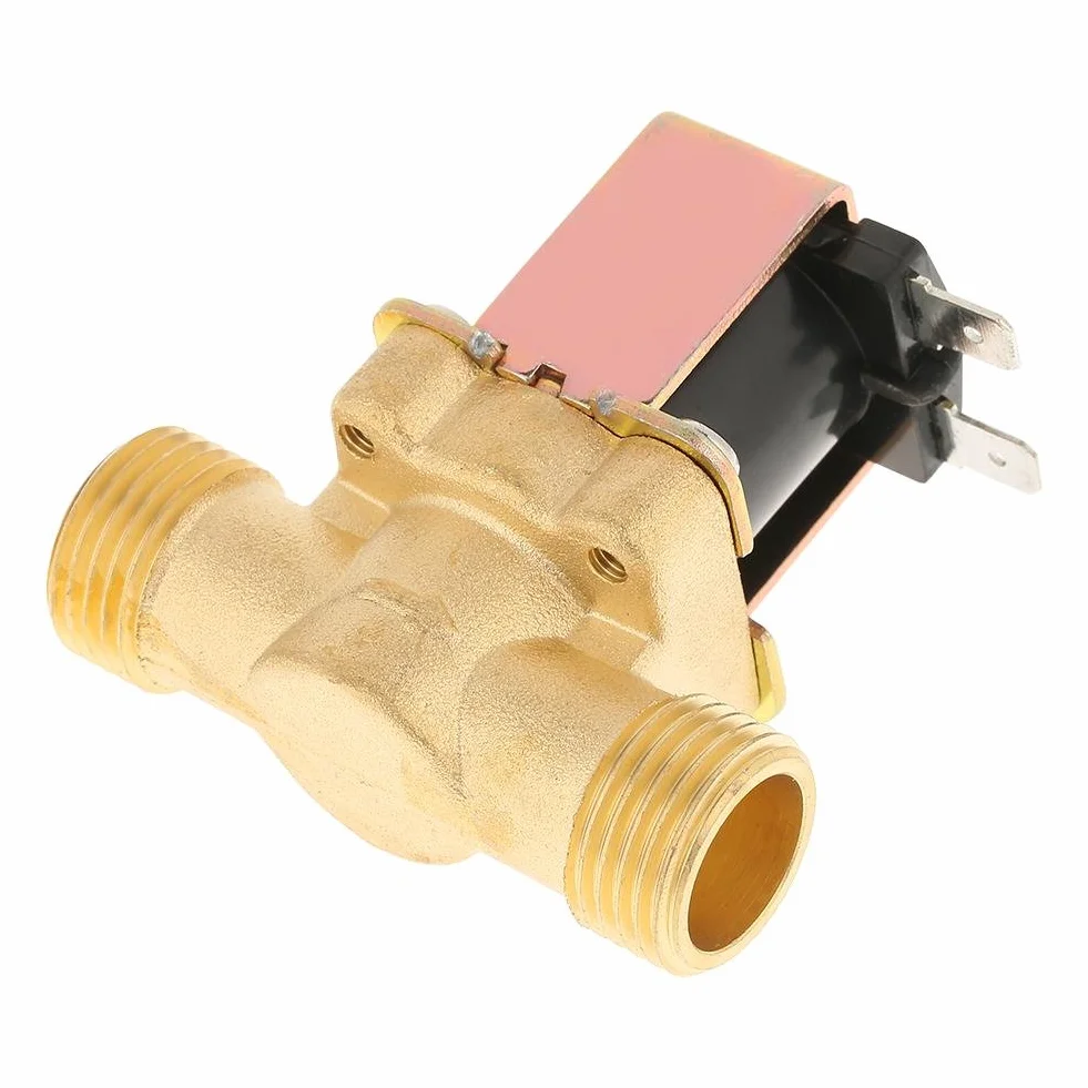 Mosiężny elektromagnetyczny zawór elektryczny 12V, 1/2 "DC 12V normalnie zamknięty mosiężny elektromagnetyczny do kontroli wody