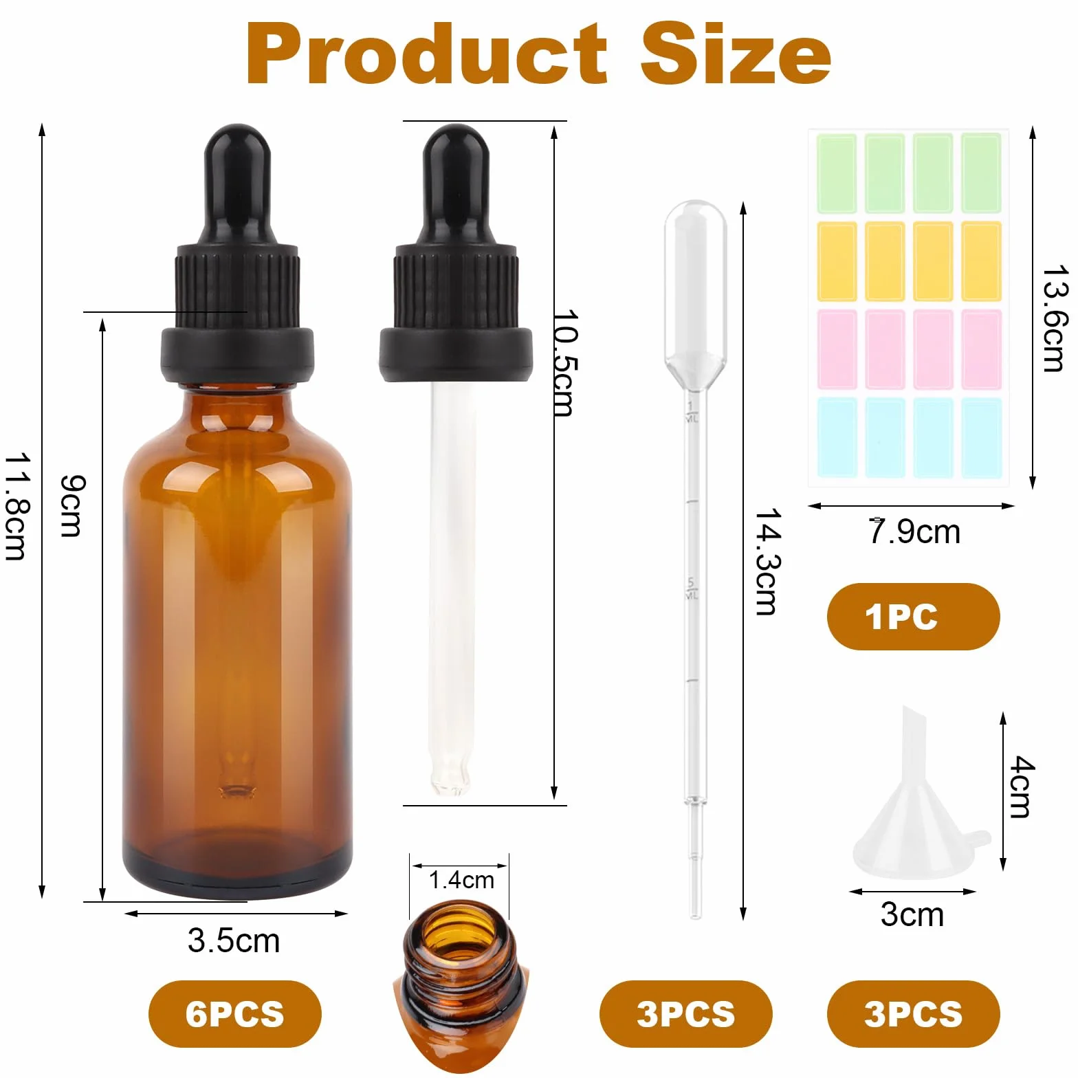 Szklane butelki z pipetą 50 ml brązowe do olejków eterycznych VMUTGA