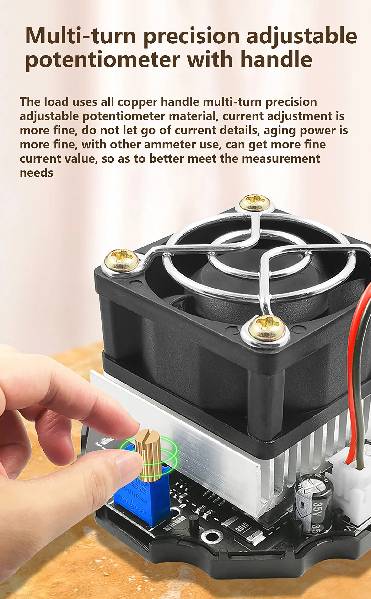 Tester obciążenia USB 65 W, regulowane obciążenie elektroniczne z obsługą wentylatora chłodnicy, szybkie ładowanie do testowania prądu ładowania w połączeniu z miernikiem testowym USB