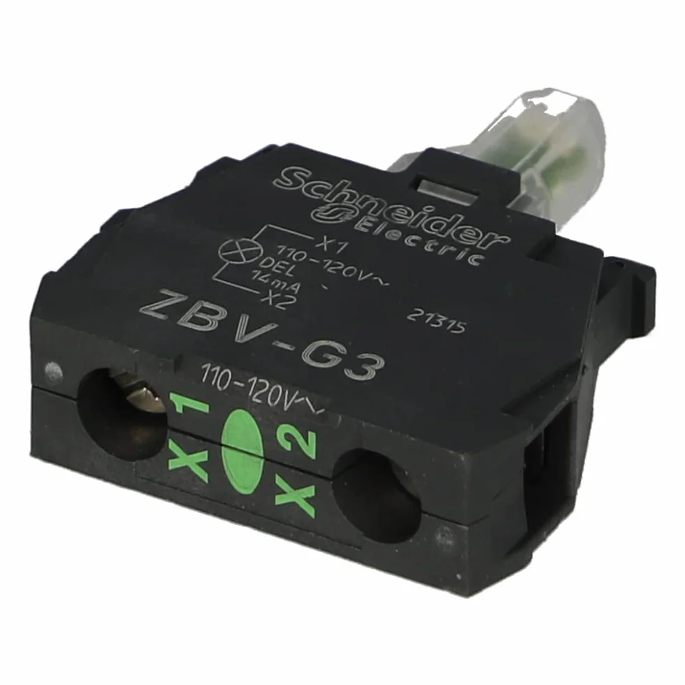 ZBV-G3 | ZBVG3 | SCHNEIDER LIGHT BLOCK FOR HEAD 22, GREEN, INTEGRAL LED, 110...120V AC