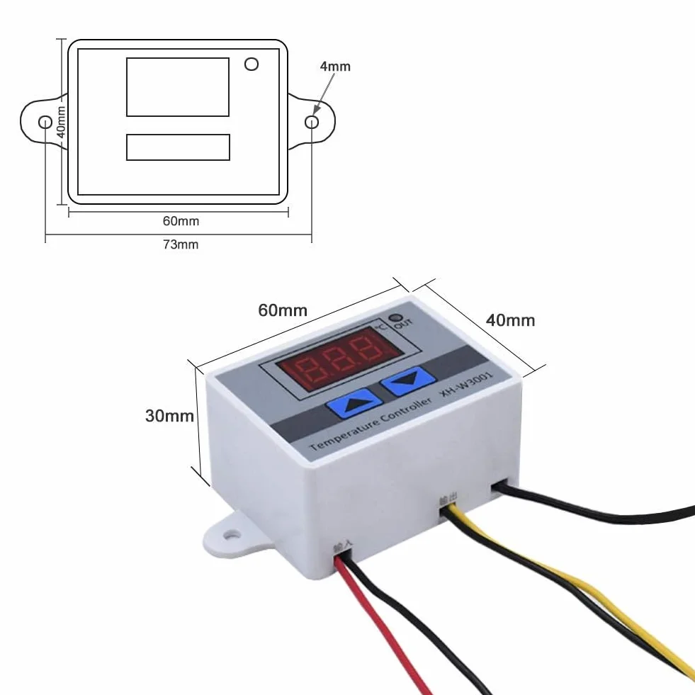 zalati Cyfrowy moduł regulatora temperatury LED XH-W3001 elektroniczny przełącznik termostatu z wodoodporną sondą programowalne chłodzenie grzewcze, 12 V 120 W