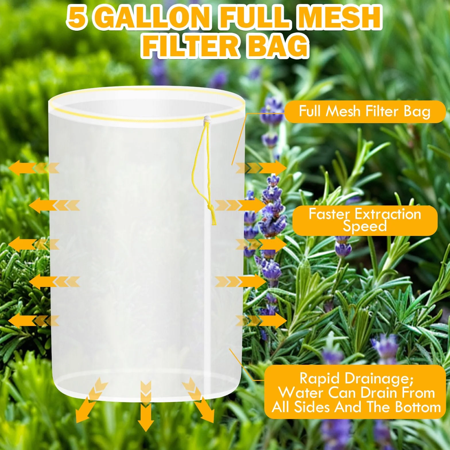 Zestaw 4 worków Mesh Bubble Bag 20 l 5 galonów do ekstrakcji ziół