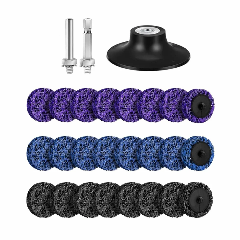 CSD tarcza szlifierska, tarcza do czyszczenia zgrubnego 50 mm, zestaw krążków z tkaniny nylonowej, usuwanie rdzy, polerowanie do szlifierek kątowych (24 sztuki)