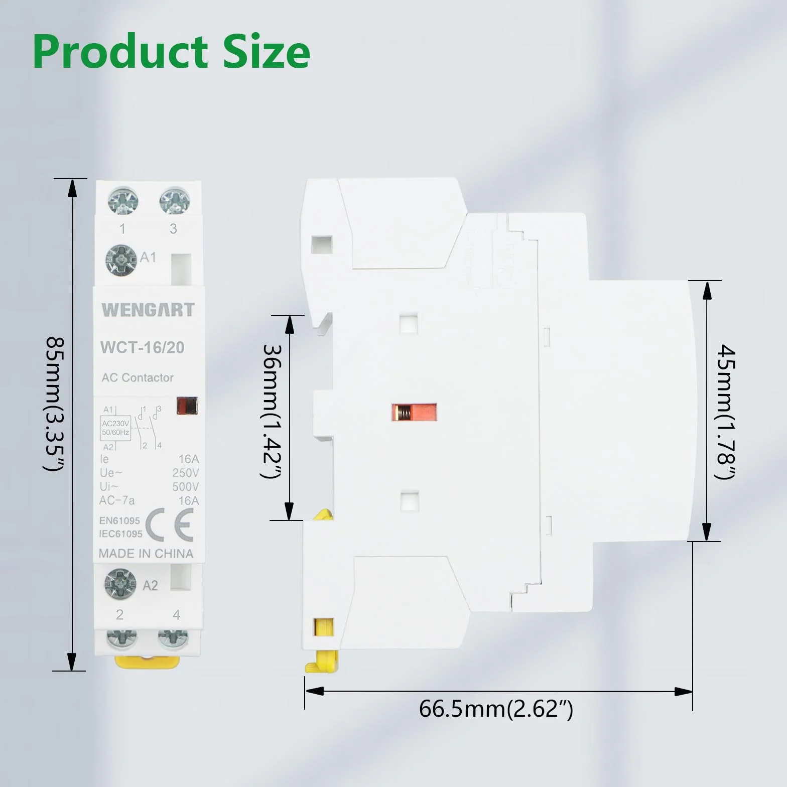 Wengart Ochrona AC WCT-16,50/60Hz, AC230V, 16A, biała, długa żywotność, cicha praca, energooszczędna, kompaktowa, bogata w akcesoria konstrukcja do urządzeń gospodarstwa domowego i silników (2NO)