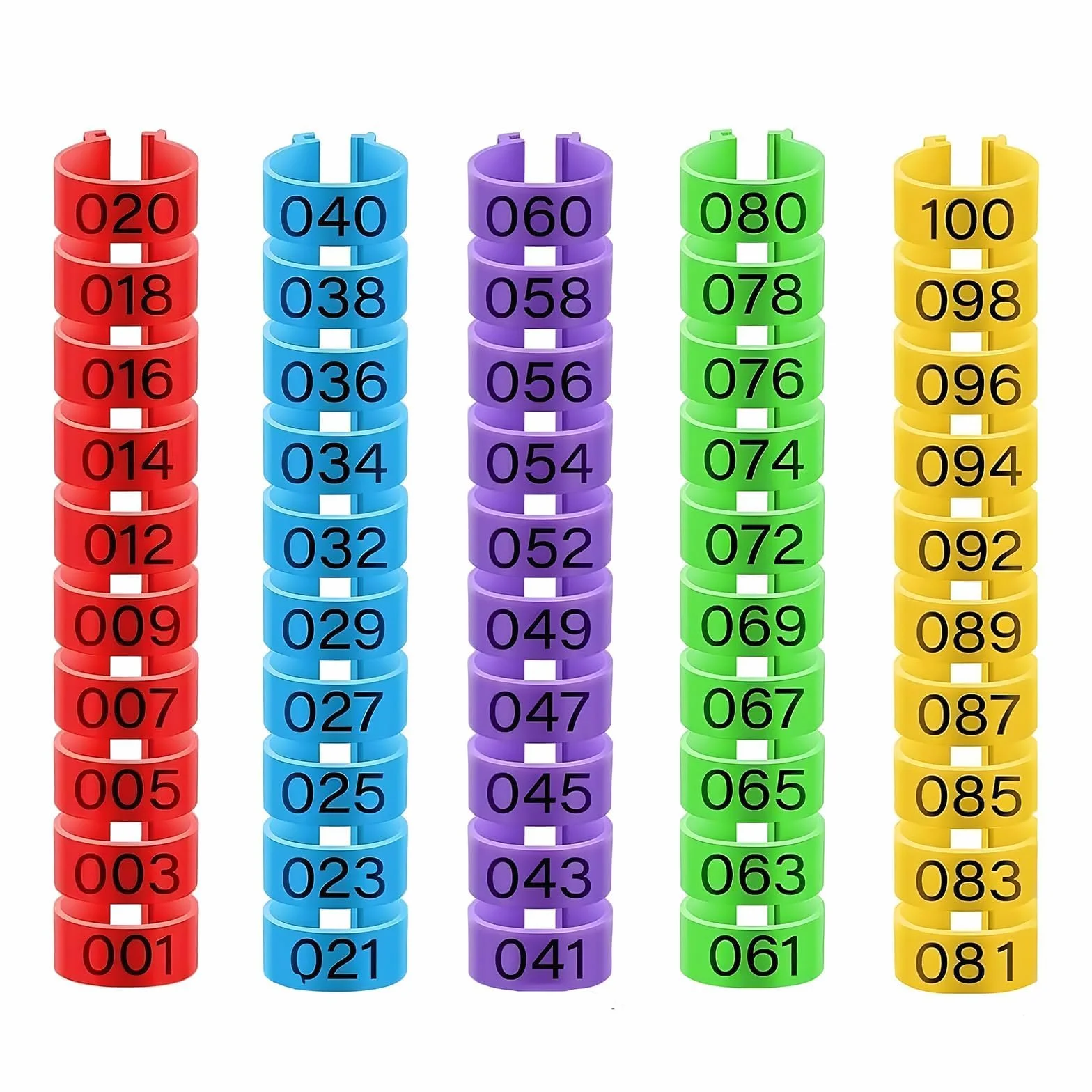 100 sztuk pierścieni identyfikacyjnych na nogi kurczaka, dla kur, kaczek, kur, goose (5 kolorów)