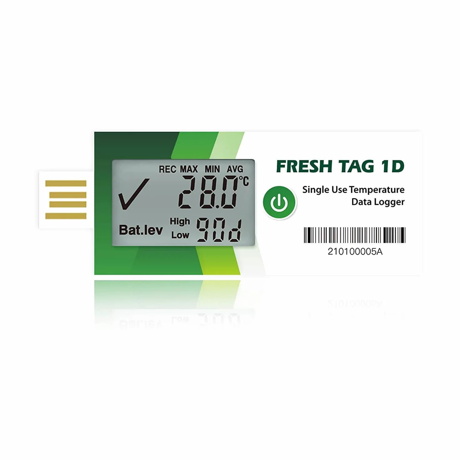 Freshliance rejestrator temperatury z dużym ekranem LCD, 30 000 pomiarów, wysoka dokładność, jednorazowy rejestrator temperatury z raportami PDF i CSV, 30 dni, 1 opakowanie, Fresh Tag 1D