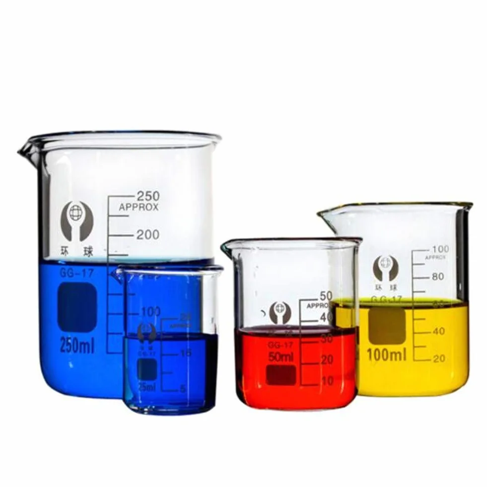 Szklana zlewka ze szkła borokrzemowego zestaw 5 szt. 5-100 ml miarka do pomiaru objętości laboratorium