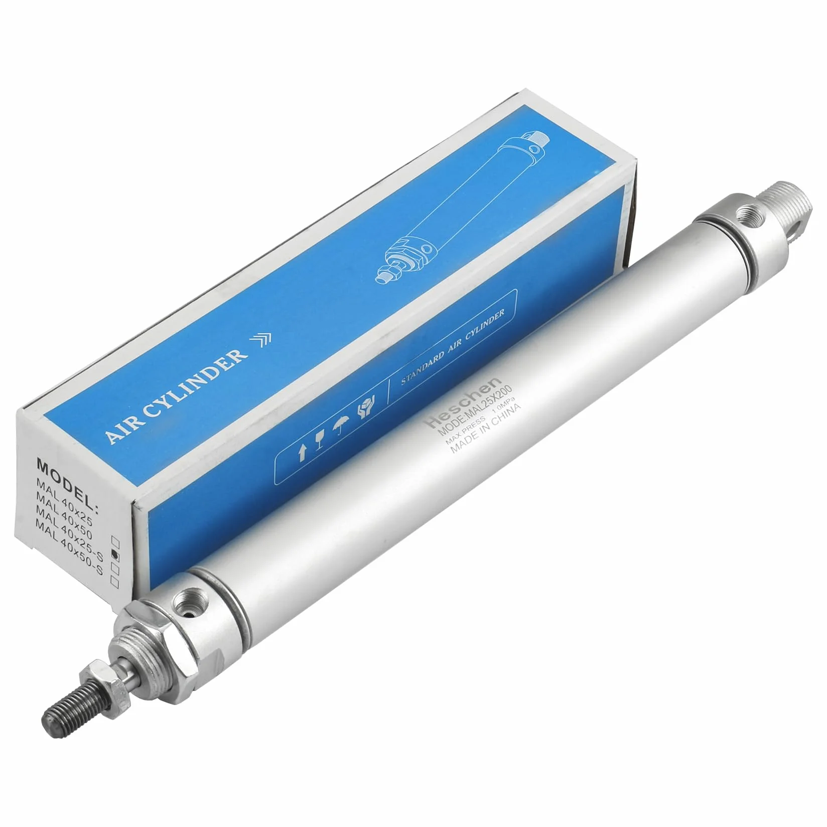Heschen Cylinder pneumatyczny wąski MAL 25-200 PT1/8 25 mm otwór 100 mm skok dwustronnego działania