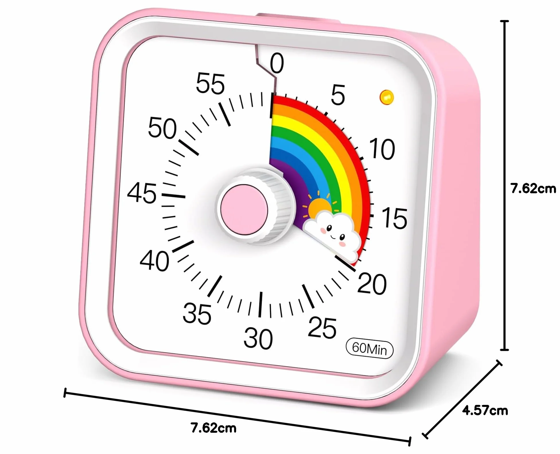 Wizualny timer dla dzieci z funkcją pauzy, uroczy cichy timer z tęczą do klasy, nauczania, zadań, kuchni, zarządzanie czasem odliczania 60 minut do ADHD (tęczowy róż)