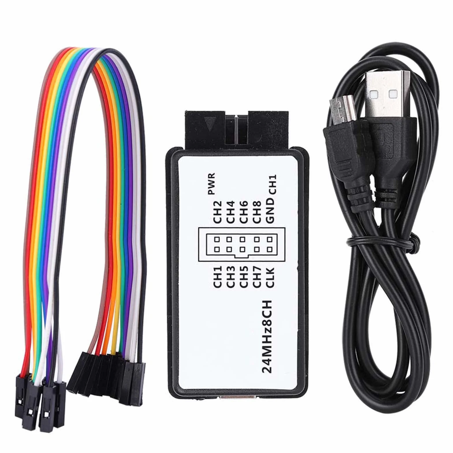 Analizator Stanów Logicznych 8-Kanałowy USB 24MHz Cyfrowy Kieszonkowy z 5PF Pamięcią Wejściową i Akcesoriami