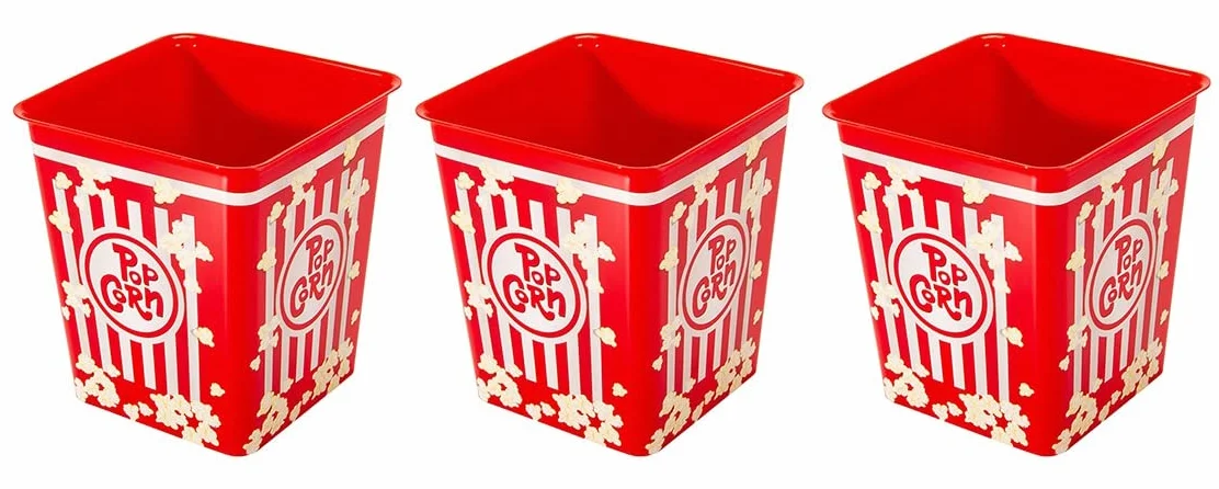 Kigima Kubek na popcorn 3 litry wielokrotnego użytku zestaw 3 szt. czerwony
