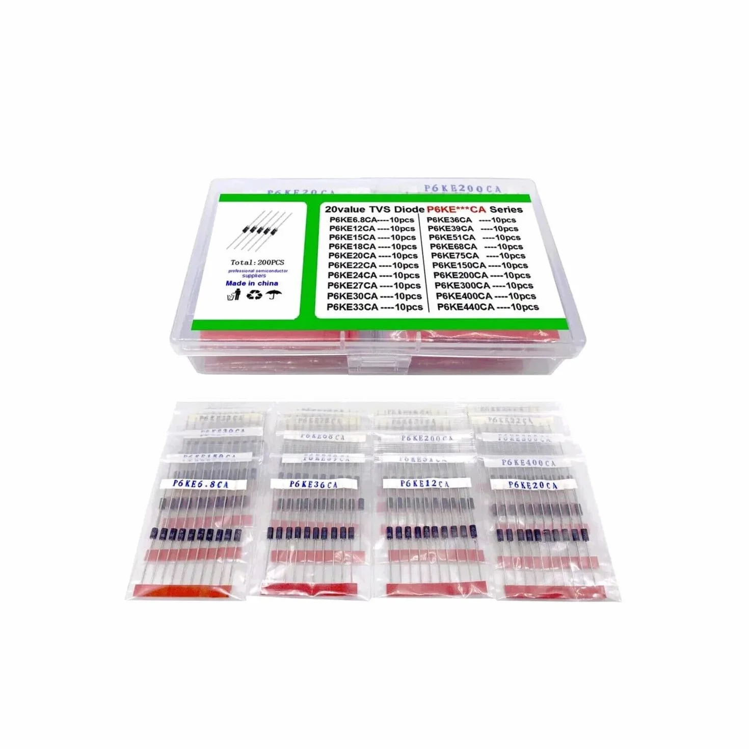 ProRock TVS Diode Kit 200PCS P6KE Bidirectional Transient Voltage