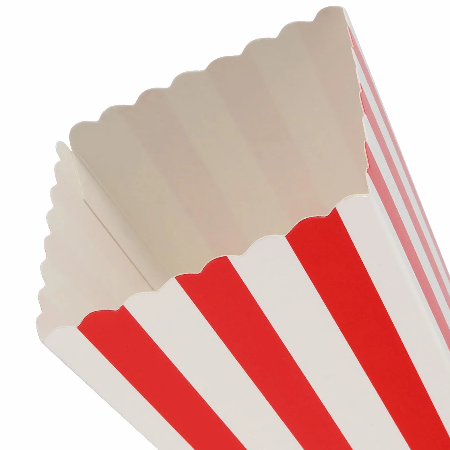 ZOENHOU 120 sztuk torebek na popcorn czerwono-białe paski mini pudełka na przekąski kartonowe pojemniki na słodycze zestaw