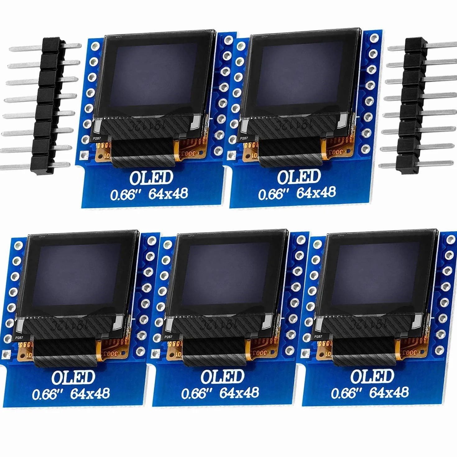 AZDelivery 5 x 0,66 cala osłona wyświetlacza ssd1306 OLED I2C 64x48 pikseli moduł wyświetlacza I2C HW-699 z białymi znakami kompatybilny z D1 Mini, w tym E-Book!
