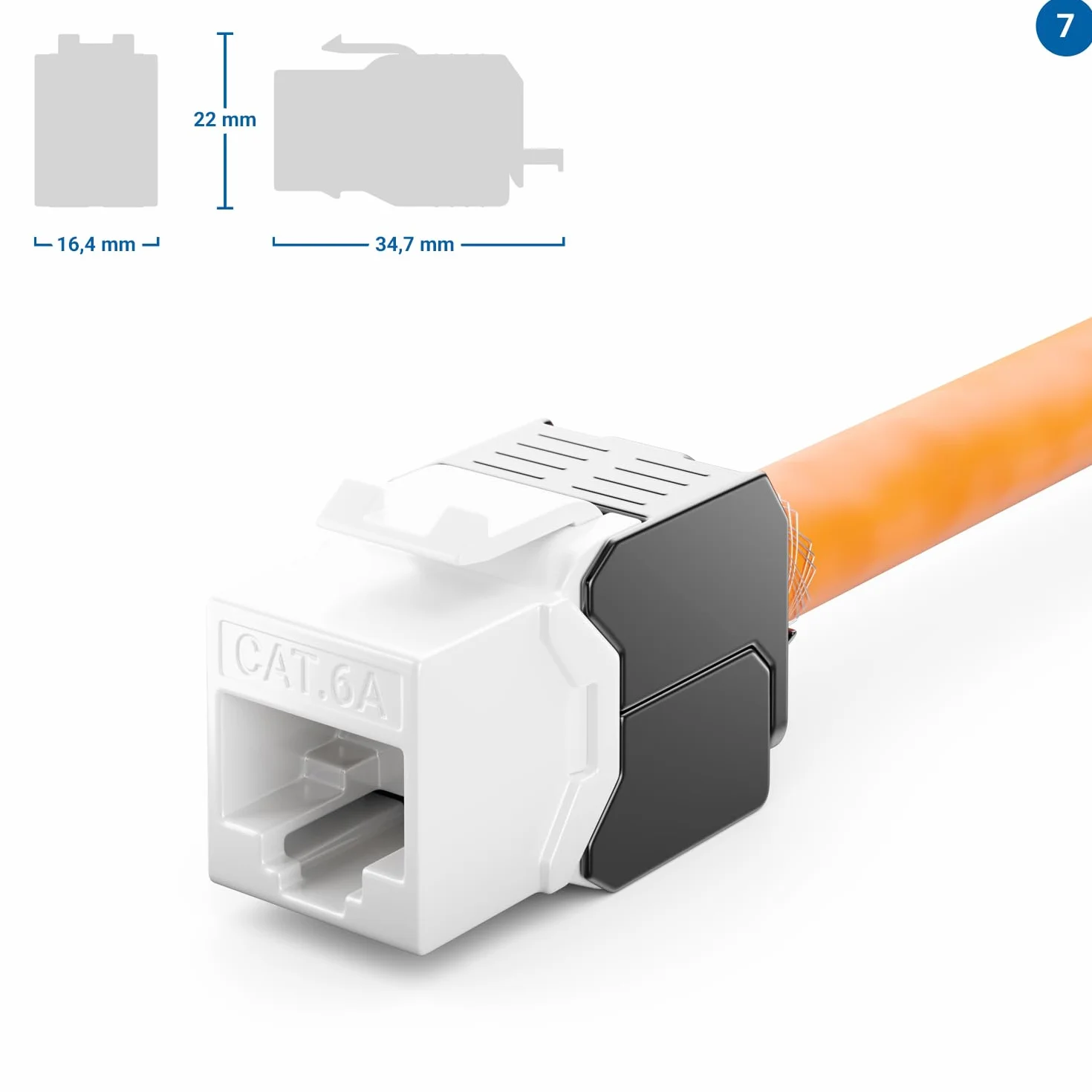 deleyCON 8x CAT6a Keystone Jack Moduł RJ45 - Gniazdo RJ45 do Plastikowego Zatrzasku LSA CAT Kabel Surowy 500Mhz 10GBit/s