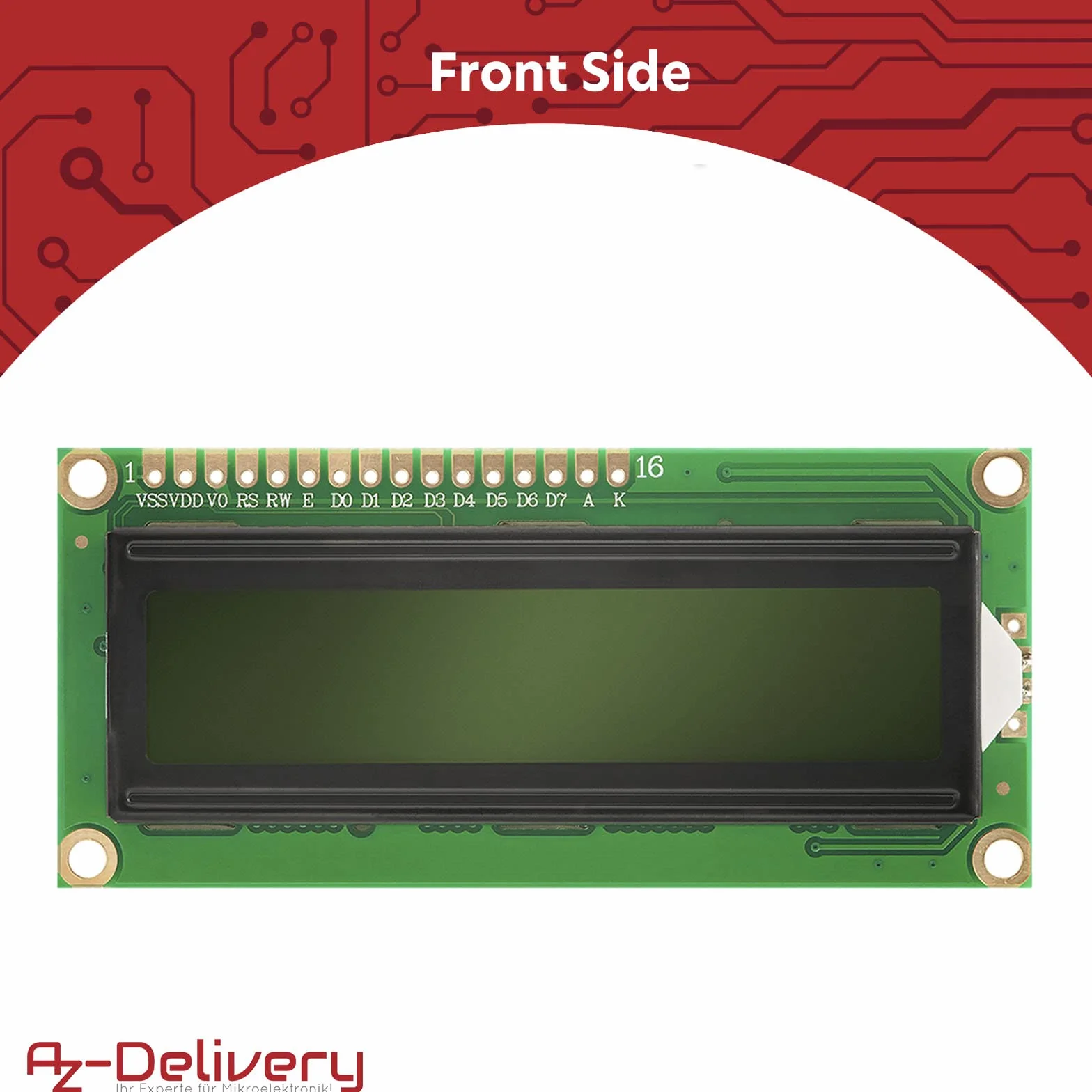 AZDelivery HD44780 1602 LCD Module Display 2x16 znaków zielony tle czarne kompatybilny Arduino Raspberry Pi