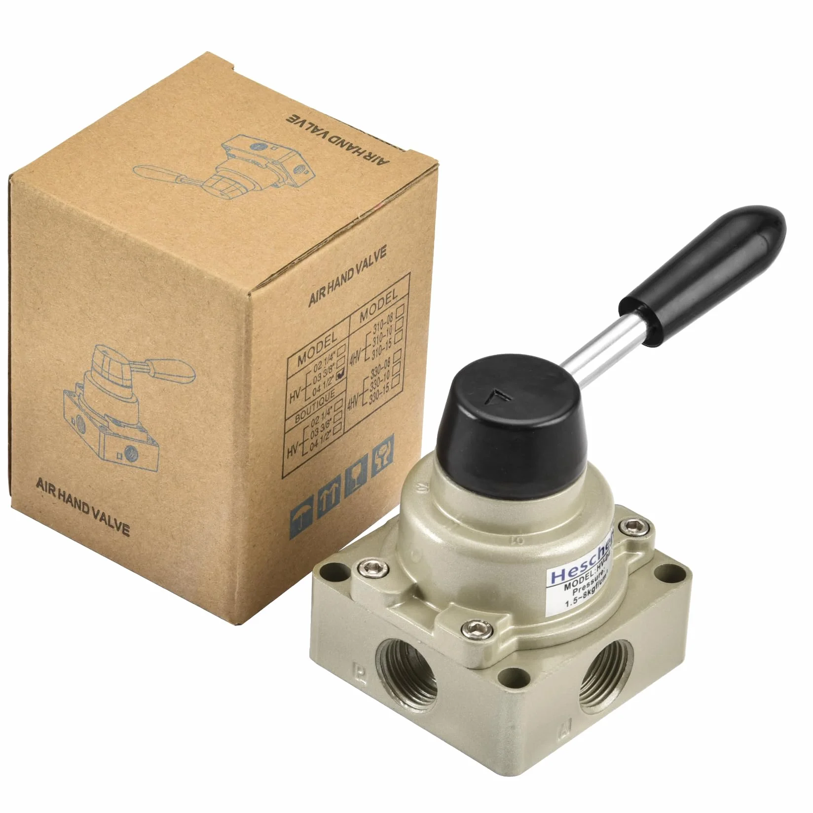 Heschen Zawór ręczny dźwigni obrotowej HV-04 PT1/5.1 cm 3-pozycyjny 4-drożny