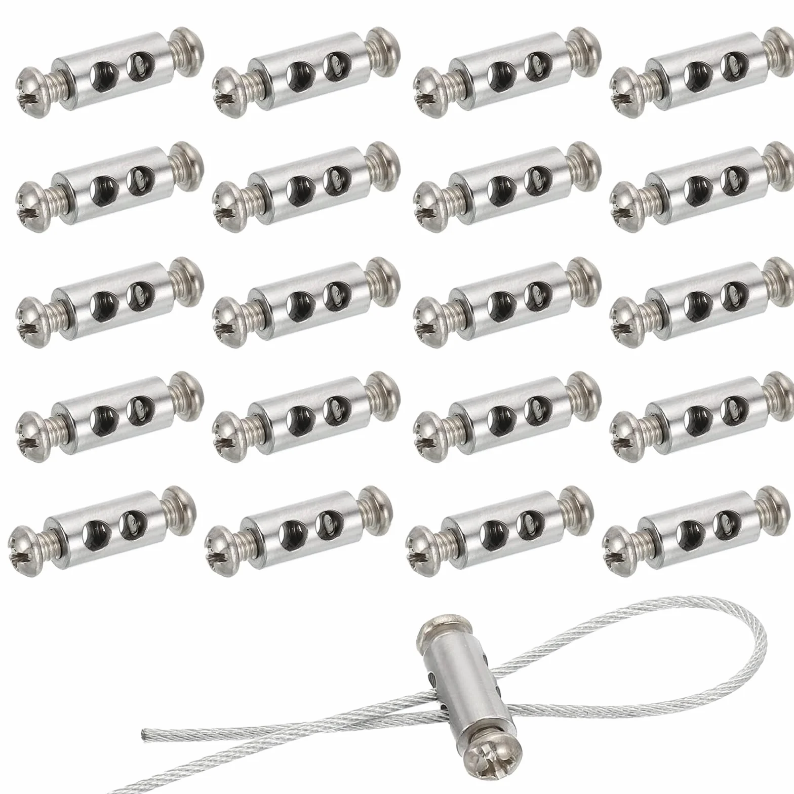 20 szt. Zacisk do kabli z nakrętką końcową, klips do liny drucianej zacisk linowy, zacisk linowy, zaciski linowe do kabli o średnicy 1-2 mm