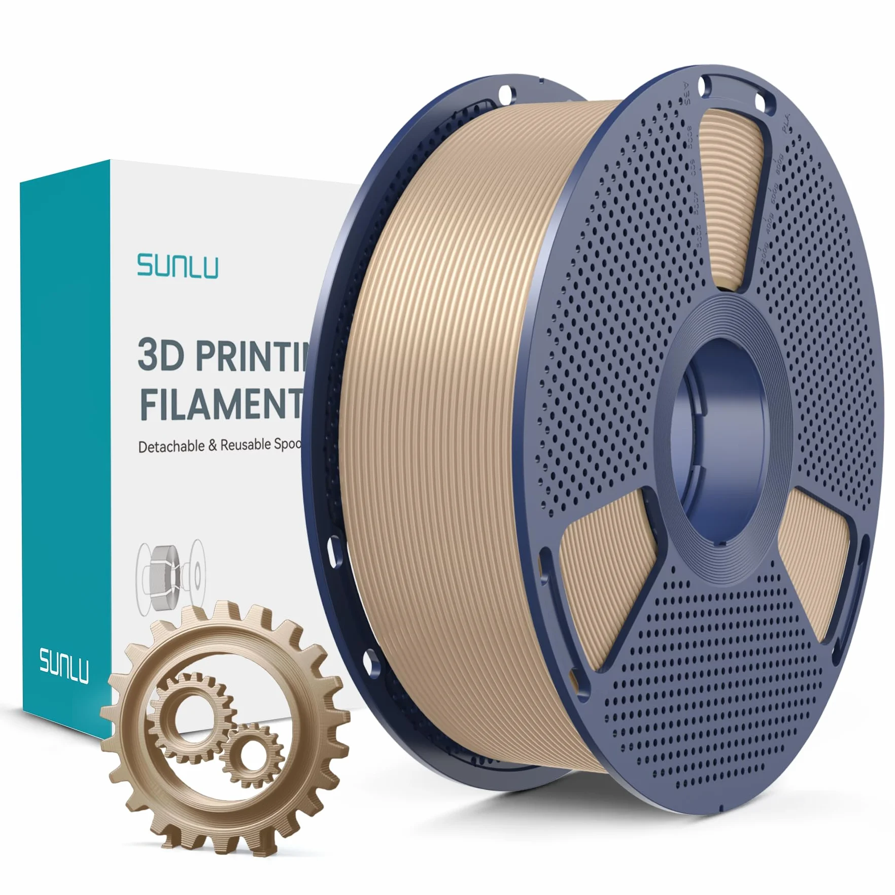 SUNLU Filament PLA+ 1,75 mm, zwiększona trwałość i wysoka wytrzymałość, filament do drukarki 3D PLA Plus FDM, szpula 1 kg, PLA + drewno (dąb)
