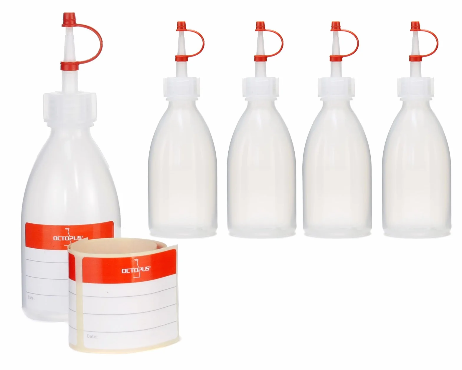 Butelki ciśnieniowe 100 ml LDPE z rozpylaczem i zakraplaczem do kuchni laboratorium