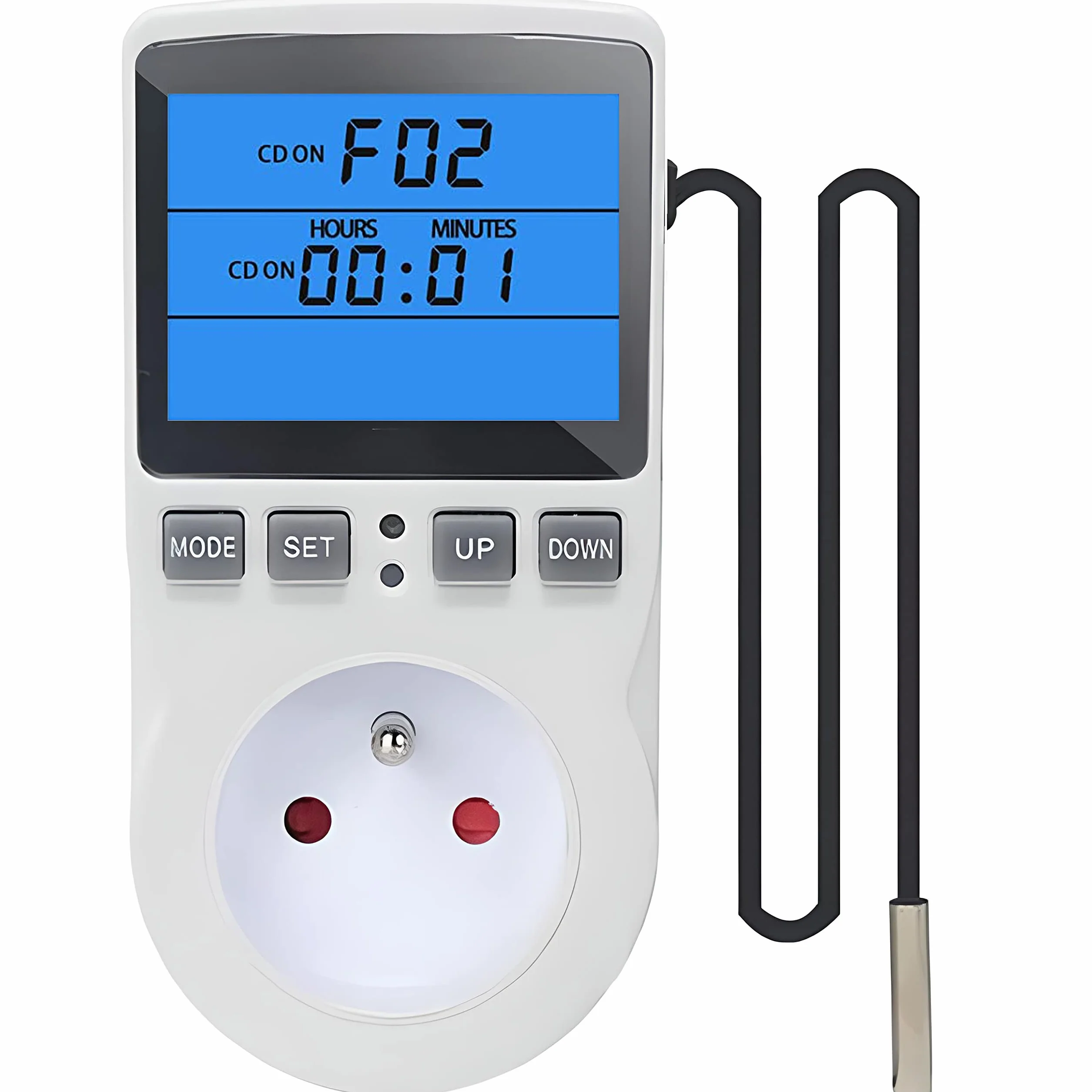 Retoo Termostat do gniazdka z czujnikiem temperatury 250 V LCD