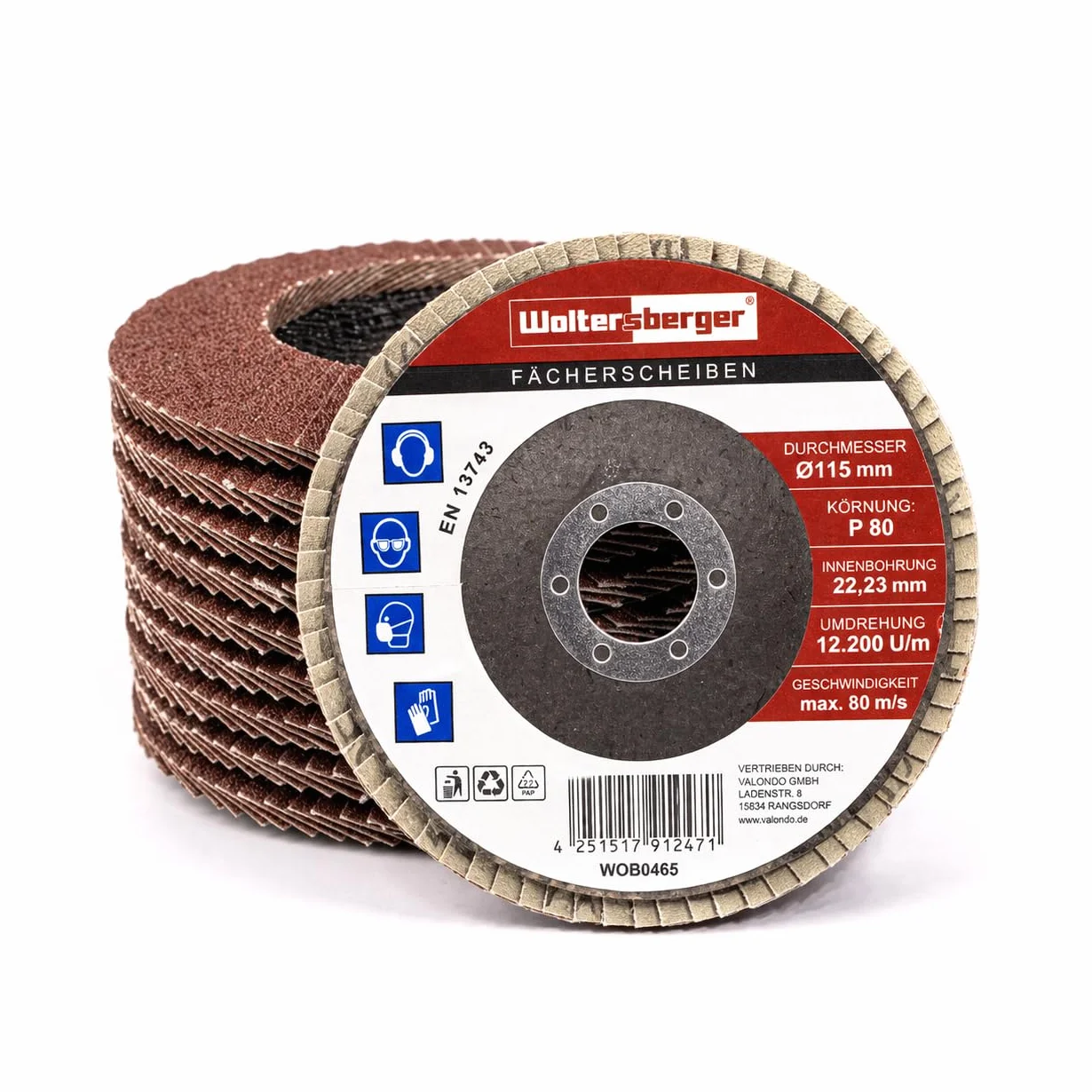 Woltersberger® tarcze listkowe | Ø 115mm | ziarno 60 | 10 sztuk | Brązowy do metalu i drewna tarcze listkowe do szlifowania mopów tarcze listkowe do szlifowania