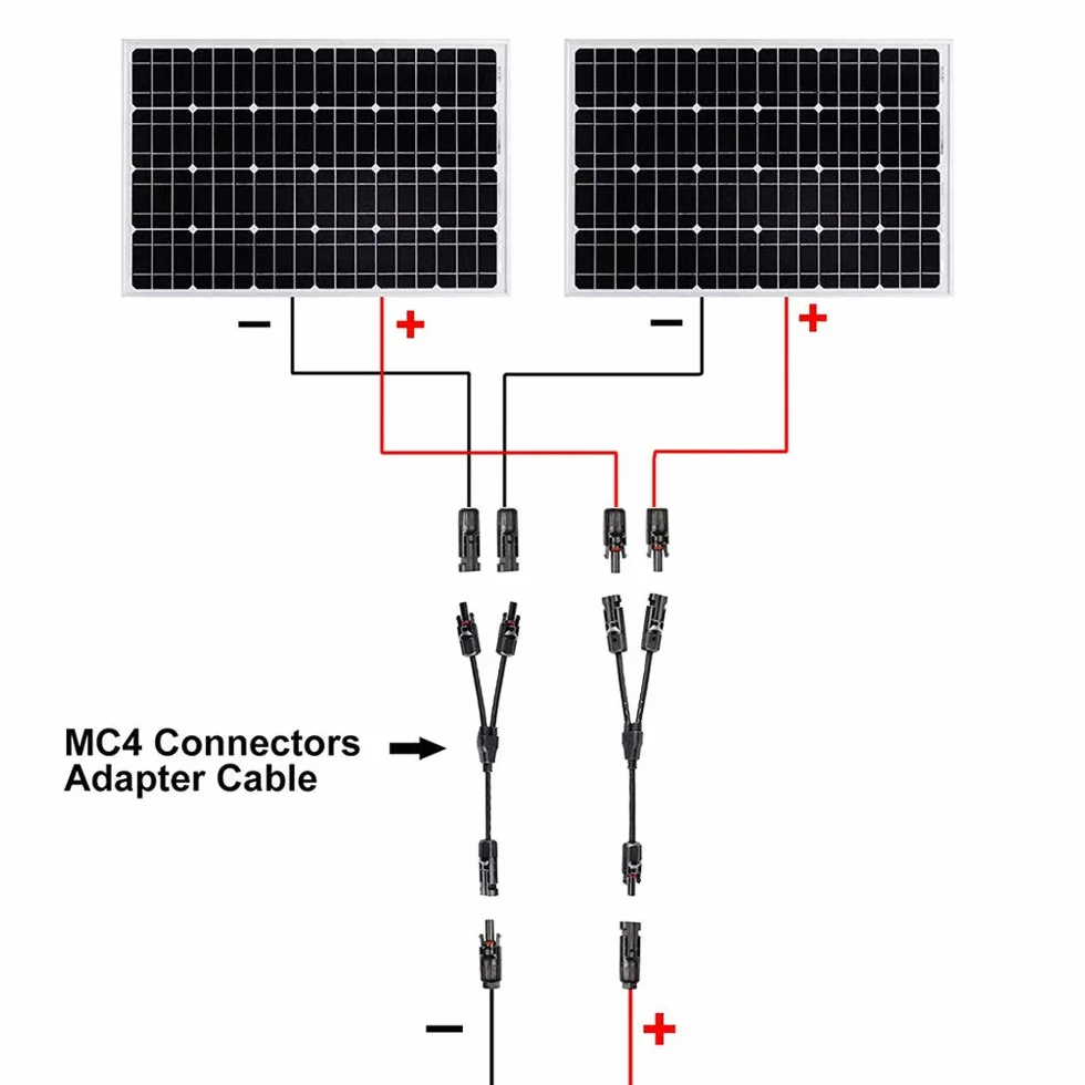 ThehomeuseAiqeer 3 Paia MC4 Solare Pannello Cavo Connettori, MC4 Solare Y Branch Connettore MFF/MMF, Solare Pannello Fotovoltaico Sistema Parallelo Connettore