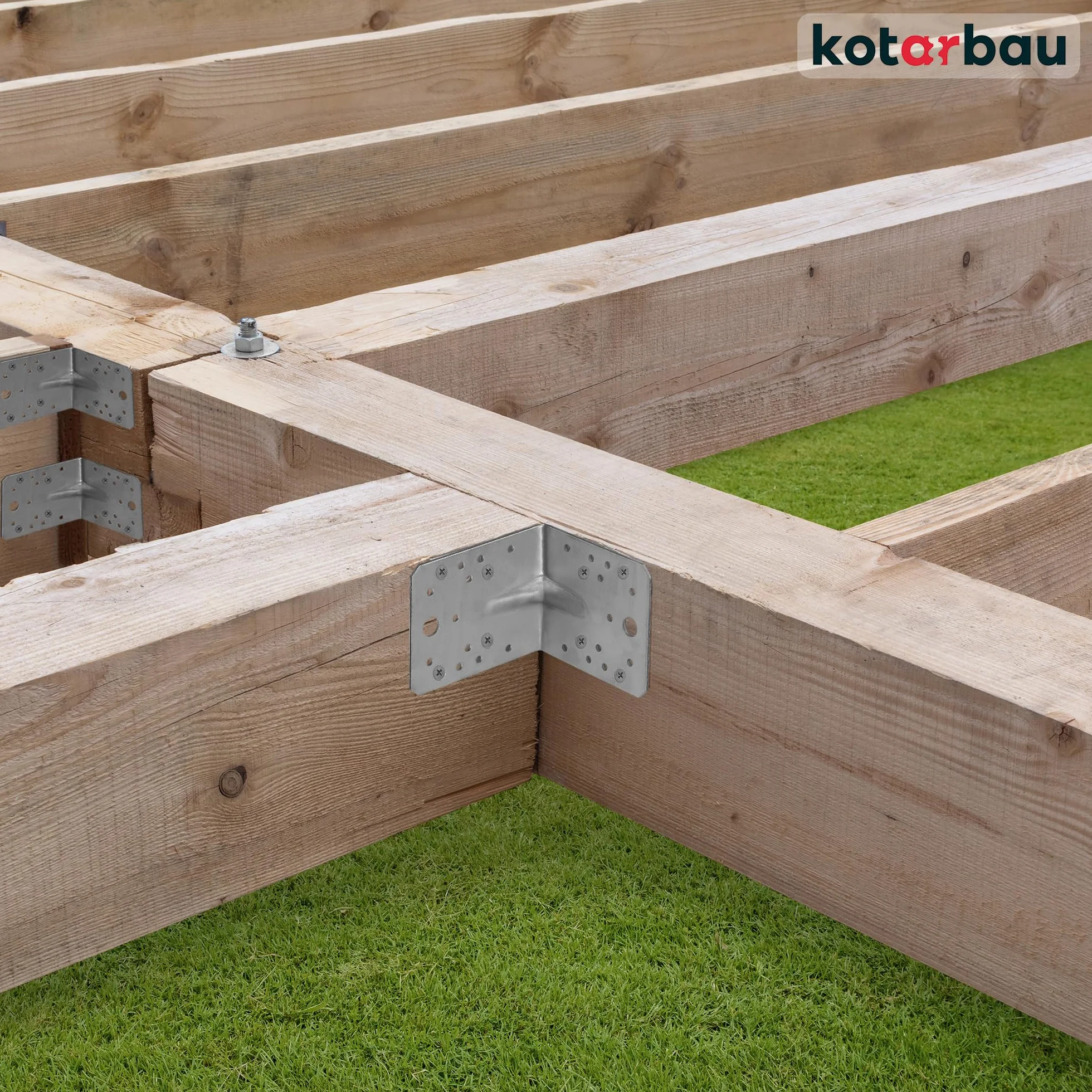 KOTARBAU® 12 szt. Kątownik Ciesielski - Łącznik Budowlany - 100 x 100 x 80 mm - Stal ocynkowana - z Przetłoczeniem - Nierdzewny