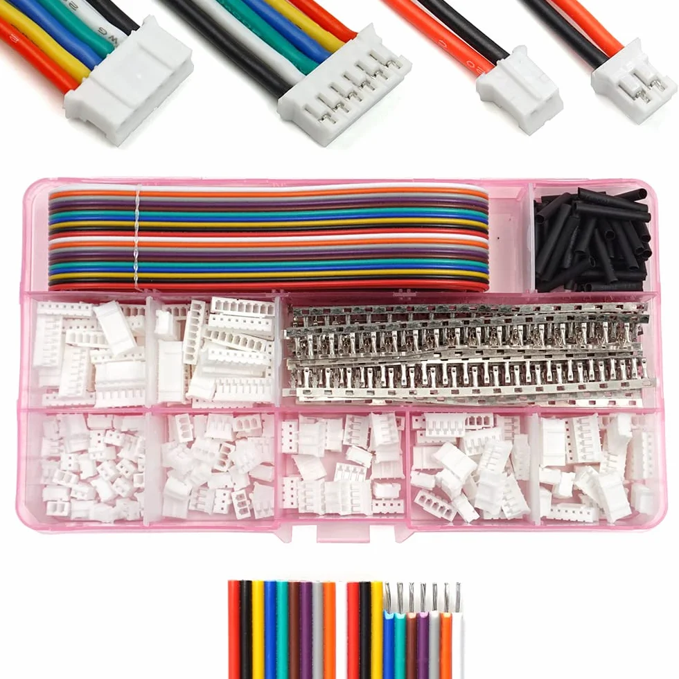 Złącza JST PH 2.0 Pin Header - Zestaw przewodów taśmowych i żeńskich obudów wtykowych 2-8 pin