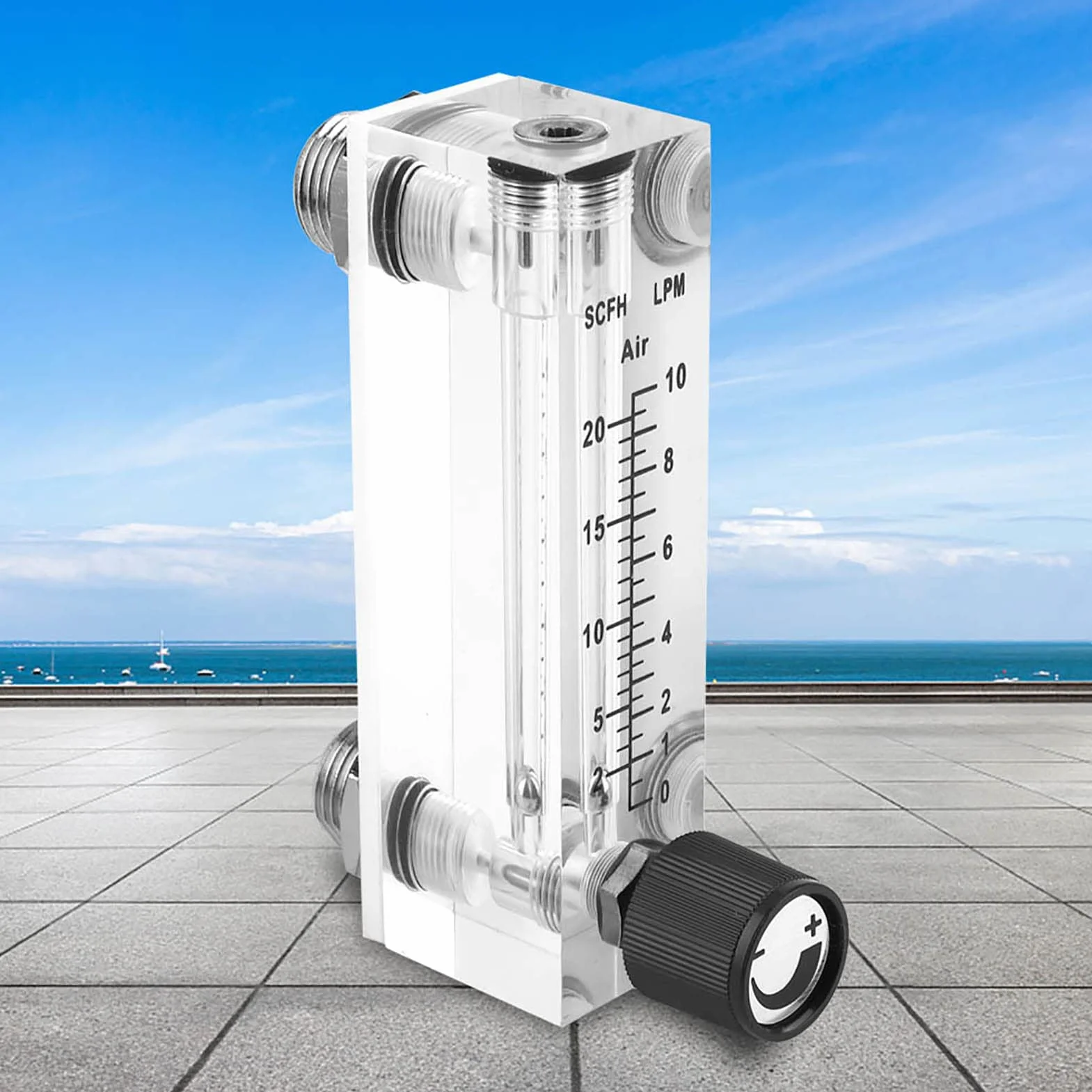 Lzm6T Acrylic Pmma Adjustable, Flow Meter Air Lzm 6T Panel Type Gas Flowmeter 1~10Lpm 1/4 Bsp M18*1.5