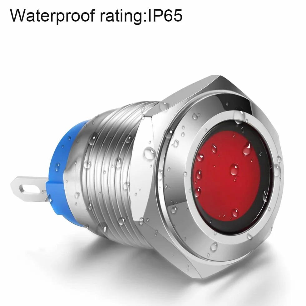 Gebildet 5 szt. 12 mm AC/DC 12-24V stal nierdzewna wodoodporna lampka kontrolna LED metalowa powłoka pilot niestandardowa lampa sygnalizacyjna do deski rozdzielczej wklęsła głowica
