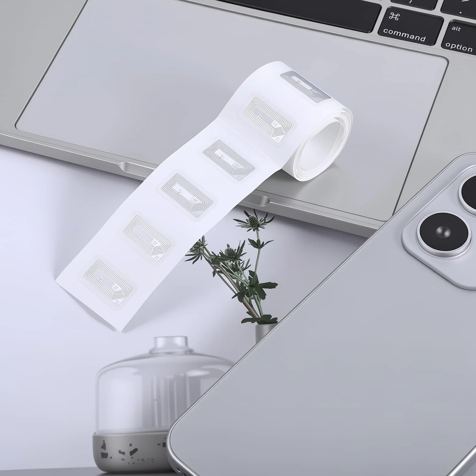 50 sztuk naklejek NFC z chipem Ntag215, przezroczyste znaczniki RFID, programowalne, 504 bajty, chip NFC do wszystkich urządzeń obsługujących technologię NFC, adaptacja amiibo (prostokąt, 11 x 21 mm)