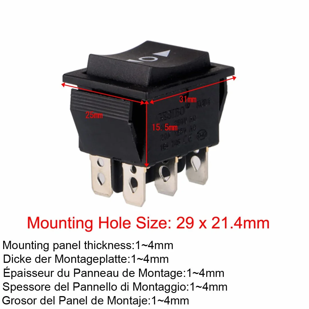 Gebildet 5 Szt. Chwilowy Przełącznik Kołyskowy Przełącz Przycisk Zasilania (On)/Off/(On) 6 Pin 250 V-110 V-36 V-24 V-12 V/10 A (30 Szt. Złączy Zacisków Drutowych)