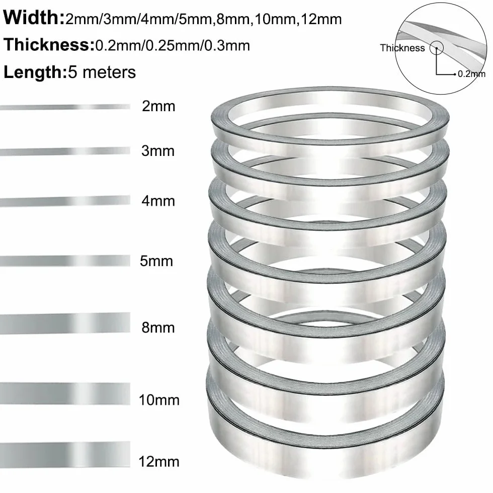 Pure Nickel Strip 5M for Lithium Battery Packs, High-Conductivity Battery Connector 10x0.3mm